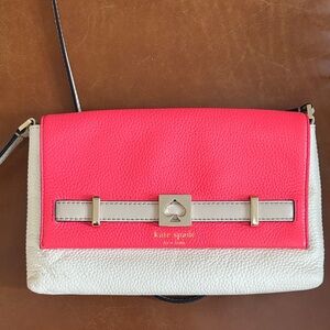 Kate Spade Vibrant Coral/Pink and Cream Crossbody Bag